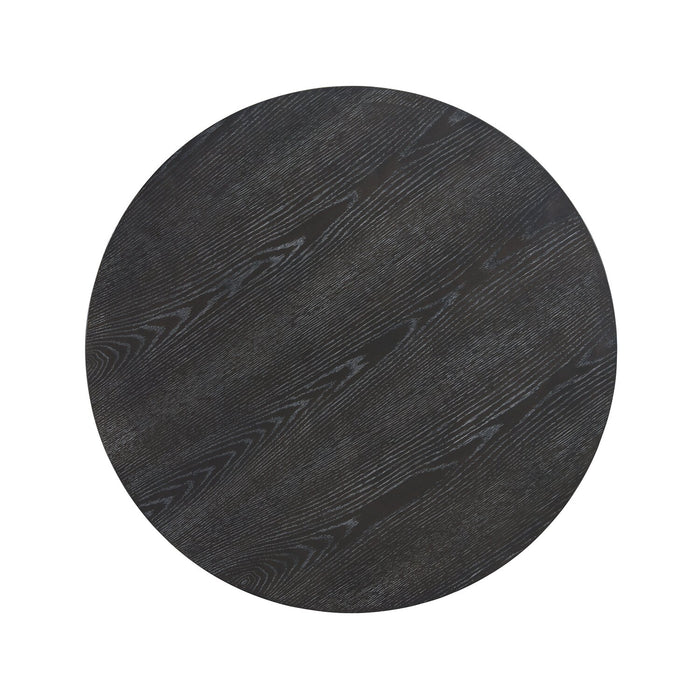 Declan 31.5\" Modern Round Coffee Table with Shelf & Casters - Black