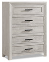 Lark Bedroom Chest of Drawers, 5-Drawer, 35\"W x 47\"H - Rustic White