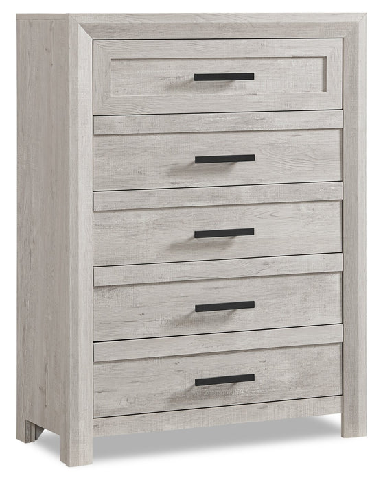 Lark Bedroom Chest of Drawers, 5-Drawer, 35\"W x 47\"H - Rustic White