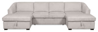 Envy 3-Piece Chenille Fabric Sleeper Sectional with Two Storage Chaises - Fog Grey 