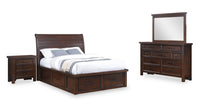 Sonoma 6pc Bedroom Set with Storage Bed, Dresser, Mirror & Nightstand, Mango Brown - Full Size 
