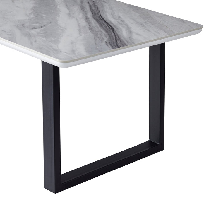 Serena 47.25\" Modern Coffee Table - White & Black with Marble Look