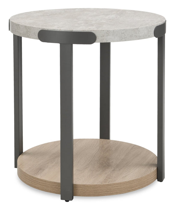 Felicity 22\" Round End Table with Shelf - Grey