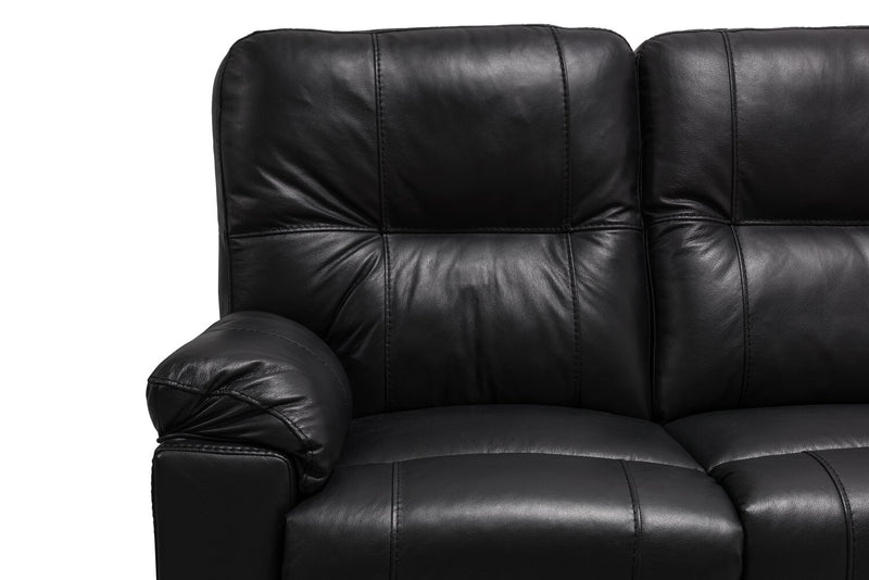 Made in Canada Dawson 87\" Genuine Leather Power Reclining Sofa with USB Port and Accent Pillows - Black