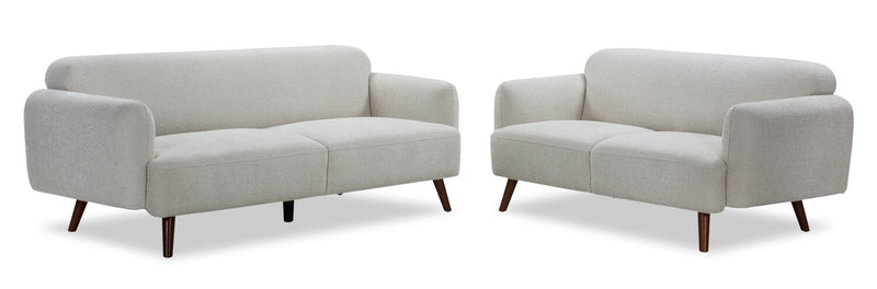 Sadie 78.7\" Fabric Sofa with Rubberwood Legs – Beige 