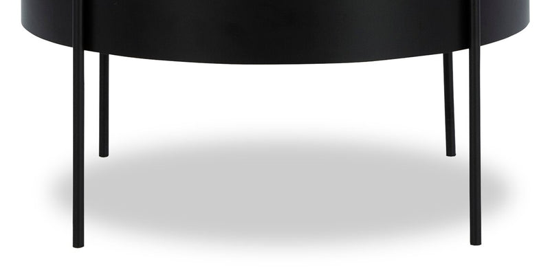Moira 36” Modern 3-Pack Round Coffee + 2 End Tables - Black