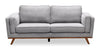 Kort & Co. Kassia 80\" Linen-Look Fabric Condo Size Sofa with Wood Base and Legs - Grey