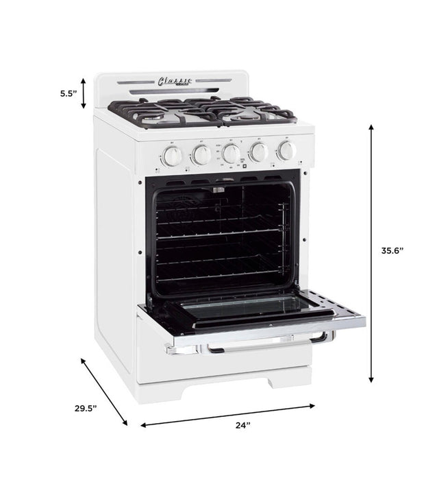 Unique Classic Retro 24\" 18.5 Cu. Ft. Offgrid Range - White - UGP-24CR OF1 W