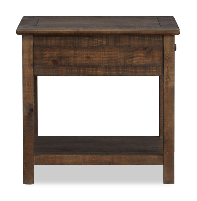 Edwin 22” Country Pine End Table with Storage - Homestead Brown