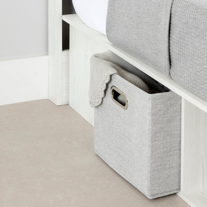 Everley Platform Bed Set with Panel Headboard, Built-in Storage & Baskets, White - Full Size