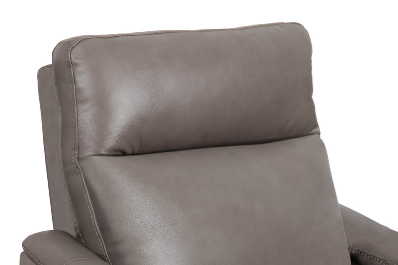 Natalie 32.5\" Top-Grain Genuine Leather Pushback Reclining Chair with Wood Legs - Grey