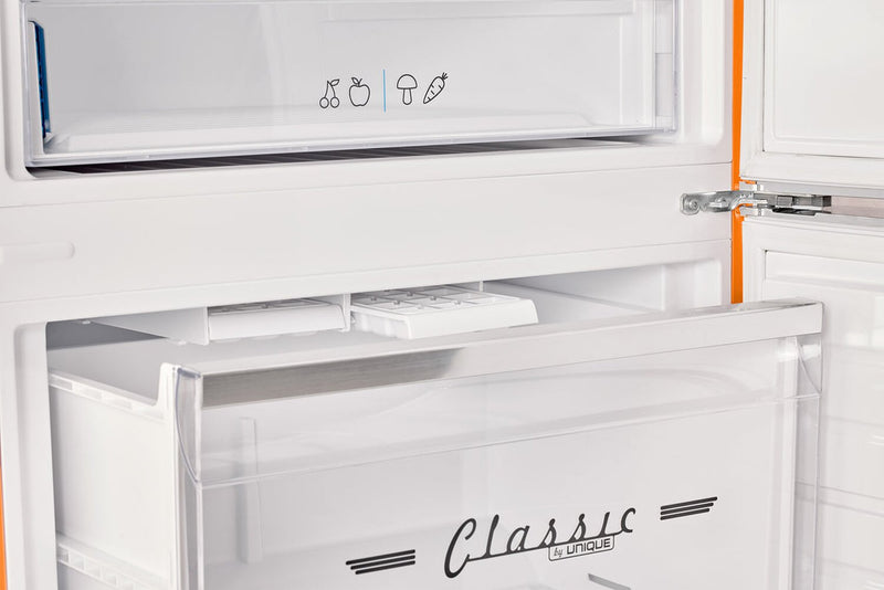 Unique Classic Retro 28\" 17 Cu Ft. Bottom Mount Refrigerator - Orange - UNQ-455L O AC