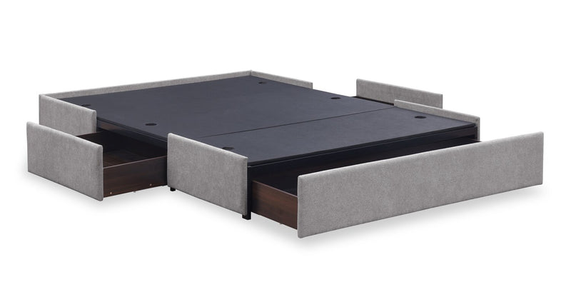 Amos Grey Upholstered Storage Bed with Channel Headboard - Full