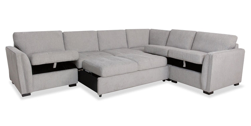 Vault 5-Piece Sectional with Pull-Out Loveseat and Storage Chairs - Grey