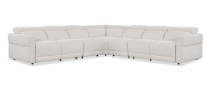 Cindy Crawford Home Aspen 5-Piece Power Reclining Sectional with Adjustable Headrests and USB Port - Alabaster