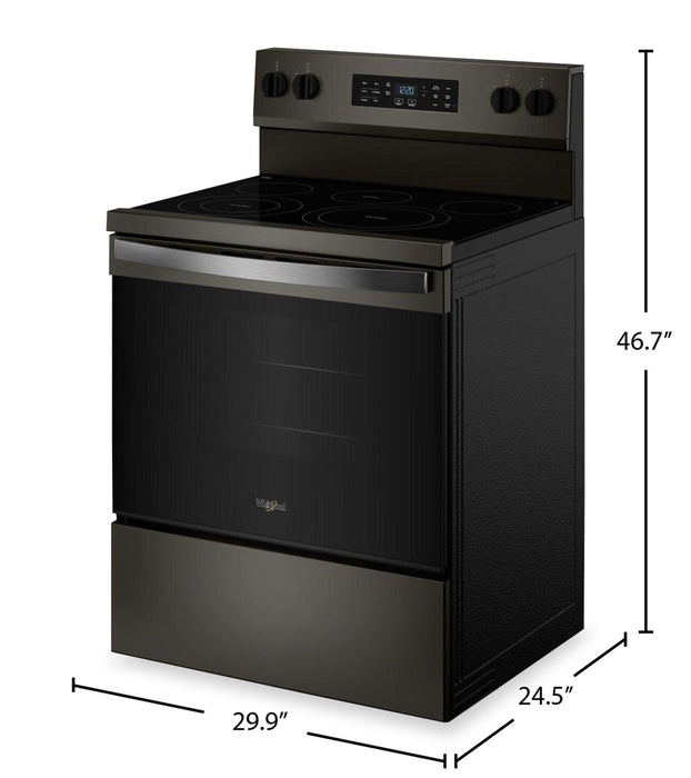 Whirlpool 5.3 Cu. Ft. Electric Range with Air Cooking – Black on Stainless - YWFES5730SV
