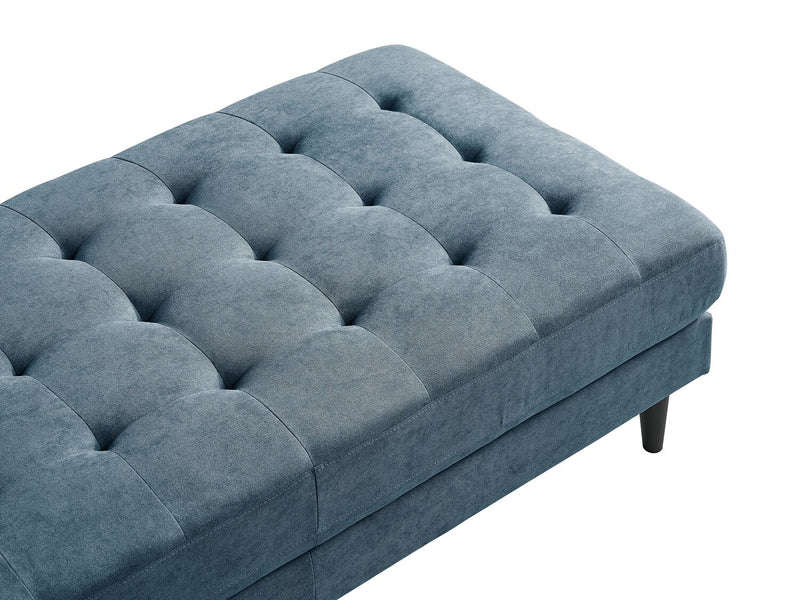 Metro 63\" Fabric Ottoman with Tufted Cushion - Denim Blue
