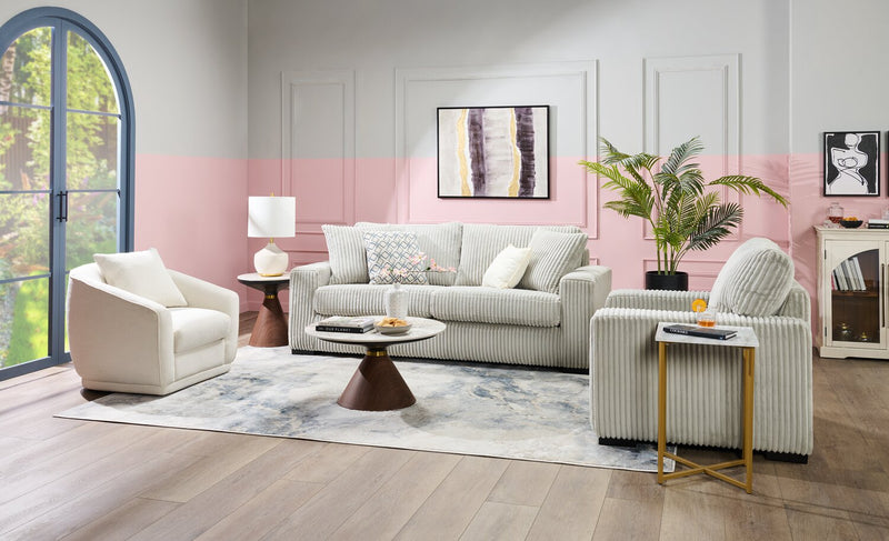 Willow 87\" Light Grey Fabric Sofa with Track Arms and Reversible Seat and Back Cushions