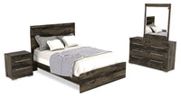 Riley 6pc Bedroom Set with Panel Bed, Dresser, Mirror & Nightstand, Made in Canada, Grey - Full Size 
