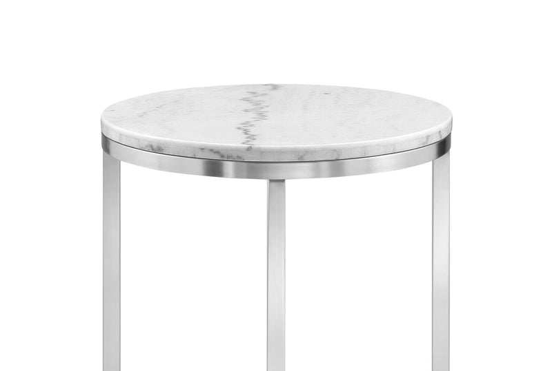 Sampson 20\" Modern Round Marble End Table - White