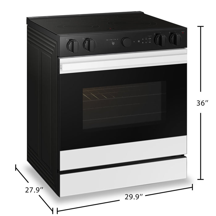 Samsung 6.3 Cu. Ft. Smart Electric Slide In Range with Air Fry and Air Sous Vide - White Glass - NSE6DB850012AC