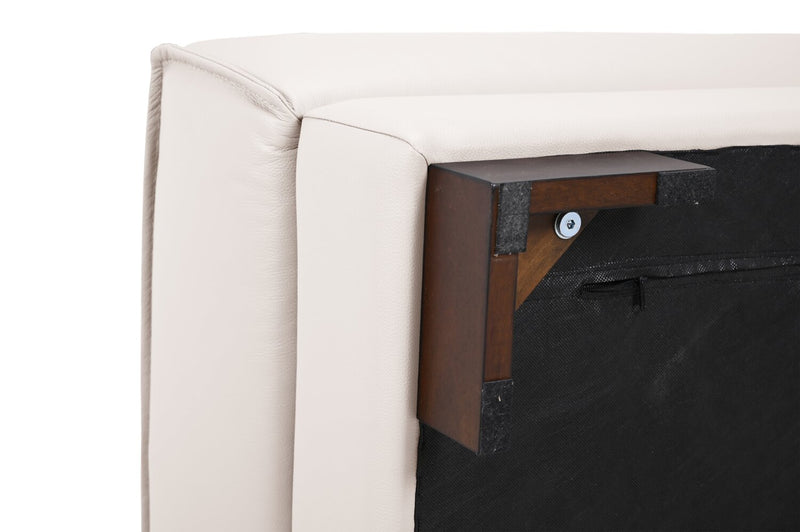 Citadel 28\" Top-Grain Genuine Leather Ottoman with Wood Legs - Frost White