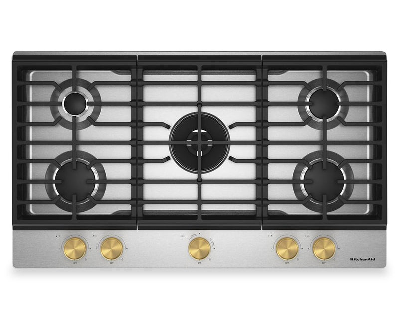 KitchenAid Gas-on-Metal Cooktop with Integrated Wok Grate – Stainless Steel - KCGK736SSS