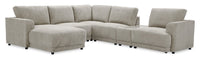 Voyage Modular 6-Piece Left-Facing Fabric Sectional with Console and Removable Back Cushions – Taupe 