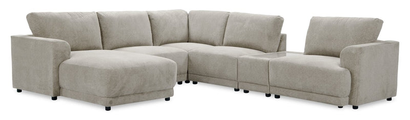 Voyage Modular 6-Piece Left-Facing Fabric Sectional with Console and Removable Back Cushions – Taupe