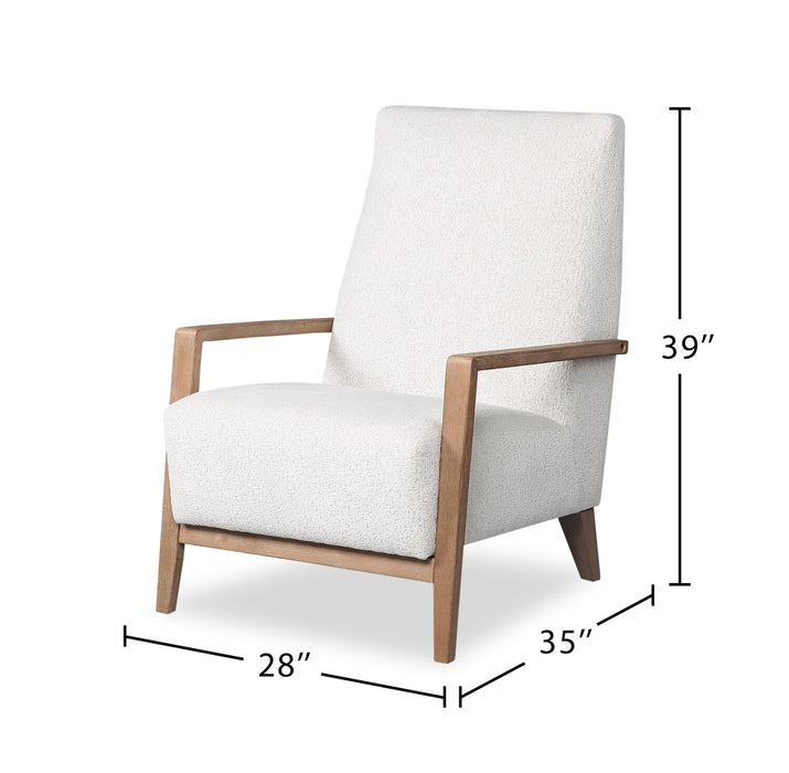 Adley 28\" Chenille Fabric Accent Chair with Wood Armrests and Legs - Alabaster White