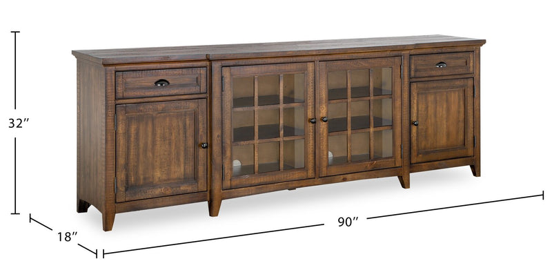 Wesley 90\" Traditional TV Stand with Storage and Cable Management for TVs up to 95\" - Toasted Nutmeg