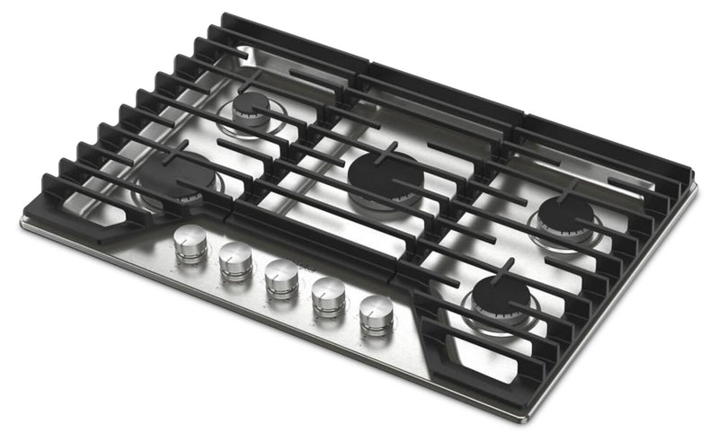 Whirlpool 30\" Gas Cooktop with Fifth Burner and EZ-2-Lift™ Hinged Cast-Iron Grates - WCGK7030PS