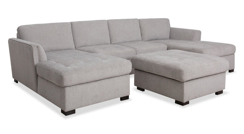 Vault 3-Piece Sectional with Sofa Bed Loveseat and Two Storage Chaises - Grey