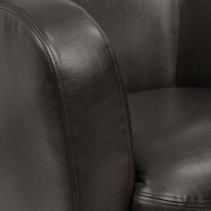 Zello 29.92\" Faux Leather Accent Chair with Wood Legs - Brown