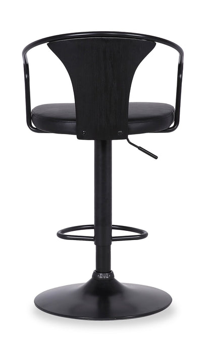 Hero Barstool with Swivel & Adjustable Seat, Vegan Leather Fabric, 23.5-32\"H, Metal - Charcoal