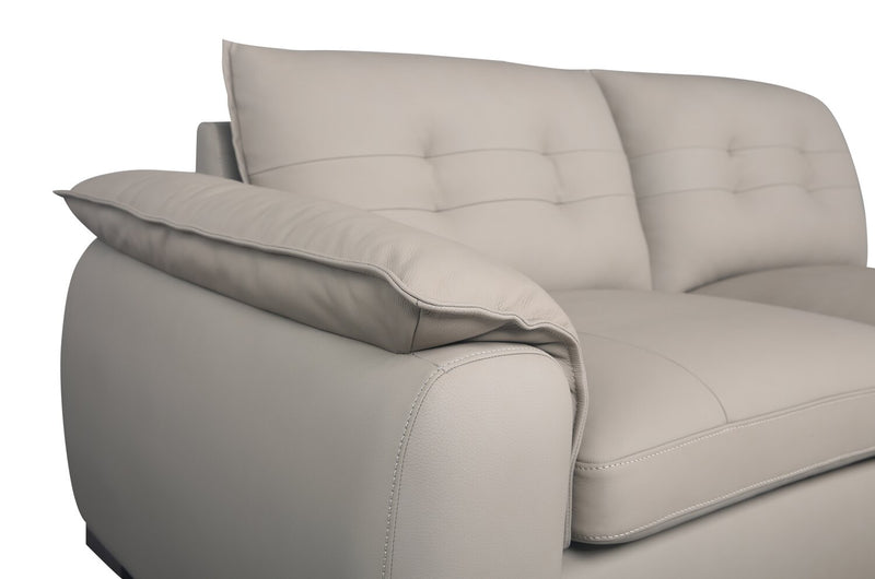 Raya Modular 5-Piece Right-Facing Genuine Leather Sectional with Storage Console and Wood Legs - Stone Beige