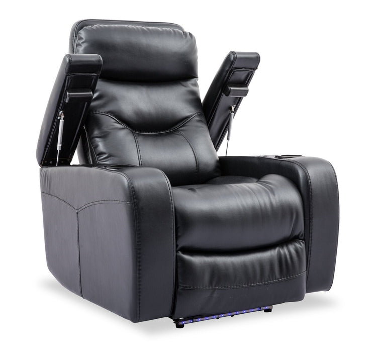 Glow 33\" Fabric Power Reclining Chair with Storage Armrests - Black