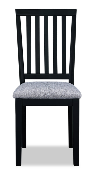 Bryn Dining Chair with Fabric Seat, Slat-Back - Black