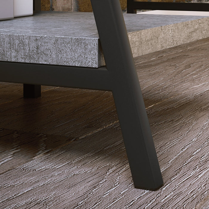 James 43” Office Desk with Hutch and Shelves - Grey