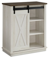 Bristow 31” Accent Cabinet with Shelves and Sliding Barn Door - White Oak 