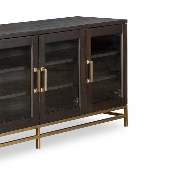 Cresset 70” Modern Solid Wood TV Stand with Storage and Cable Management for TVs up to 75\" - Coffee Bean