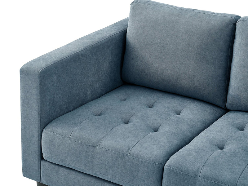 Metro 57\" Fabric Loveseat with Tufted Seat Cushions and Reversible Back Cushions - Denim Blue