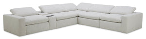 Sky Modular 6-Piece Fabric Power Reclining Sectional with Console and Feather Down Cushions - Nathan Wheat