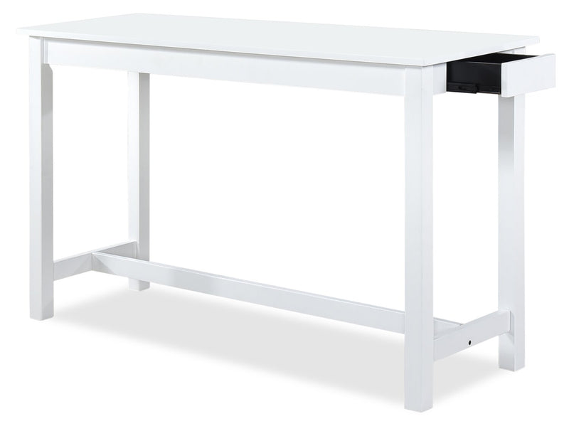Noah 60” Modern Dinette with 3 Counter-Height Stools and USB Ports - White