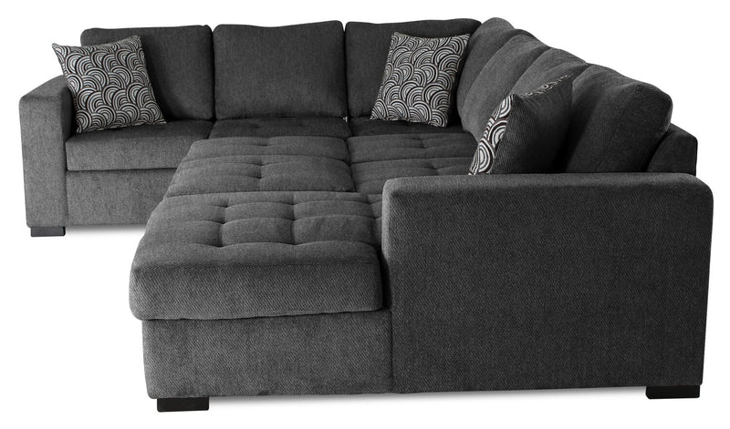 Made in Canada Legend 4-Piece Right-Facing Chenille Fabric Sleeper Sectional with Storage Chaise - Pepper Grey