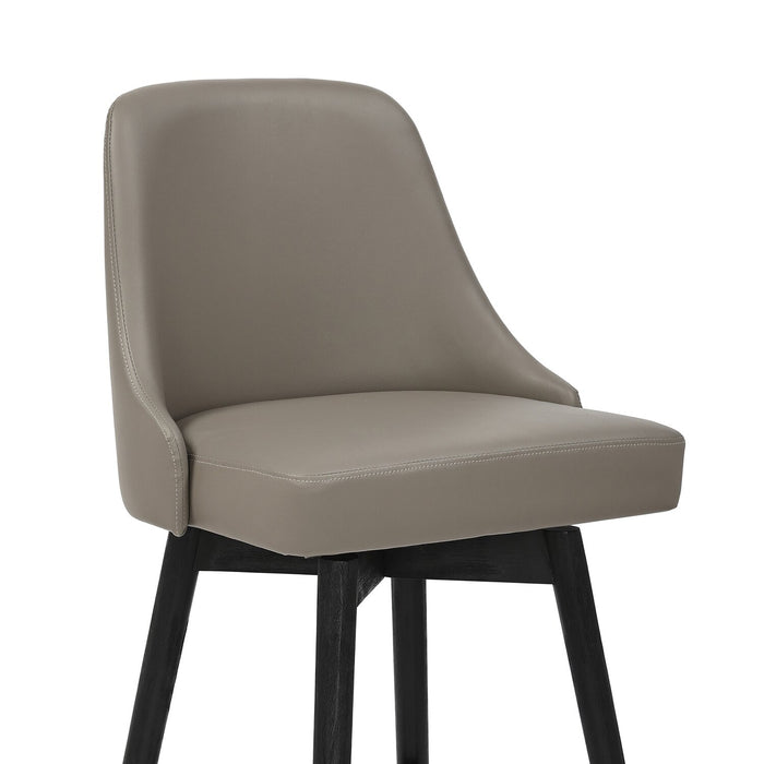 Nash Counter-Height Stool with Swivel Seat & Vegan Leather Fabric, 26.5\"H, Wood & Metal - Taupe
