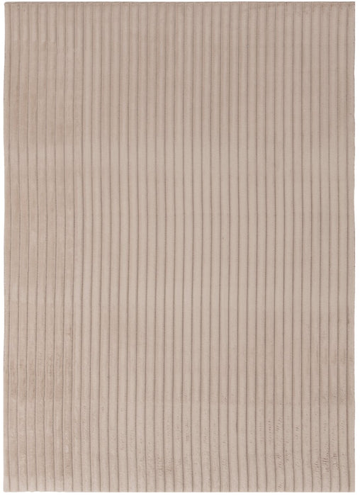 Faux Fur Channel Taupe Area Rug with Memory Foam Backing - 7' x 10'