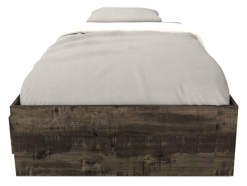 Riley Mates Bed with 3-Drawer Storage for Kids, Made in Canada, Grey - Twin Size