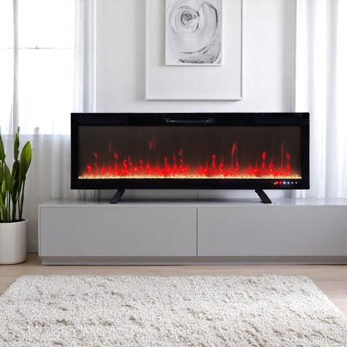 Mirage 60\" Modern Electric Free Standing Wall Mountable Fireplace - Black
