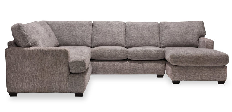 Made in Canada Luxe 3-Piece Right-Facing Fabric Sectional with Removable Cushions - Zaftig Dove Grey